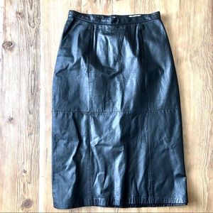Vintage Genuine Black Leather Skirt. Size 8